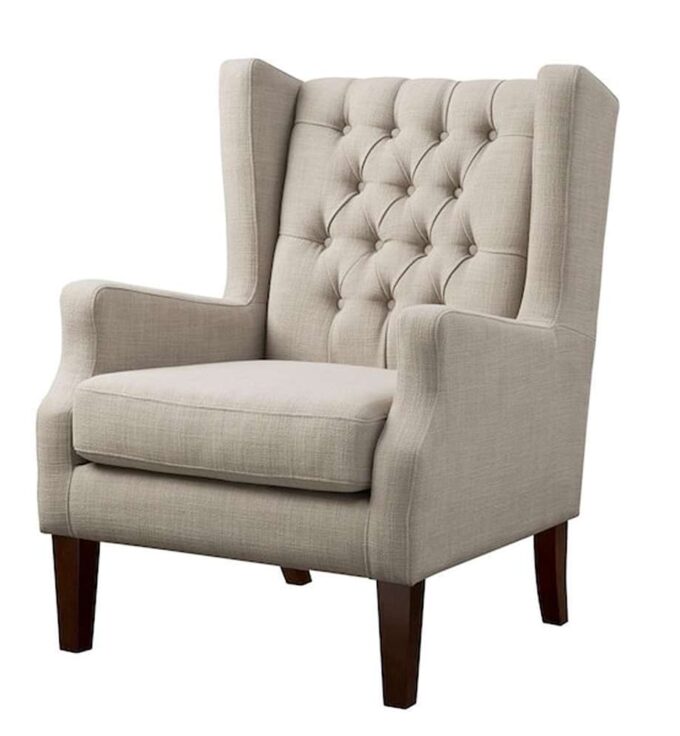 Roan Linen Wingback Chair with Button Tufted