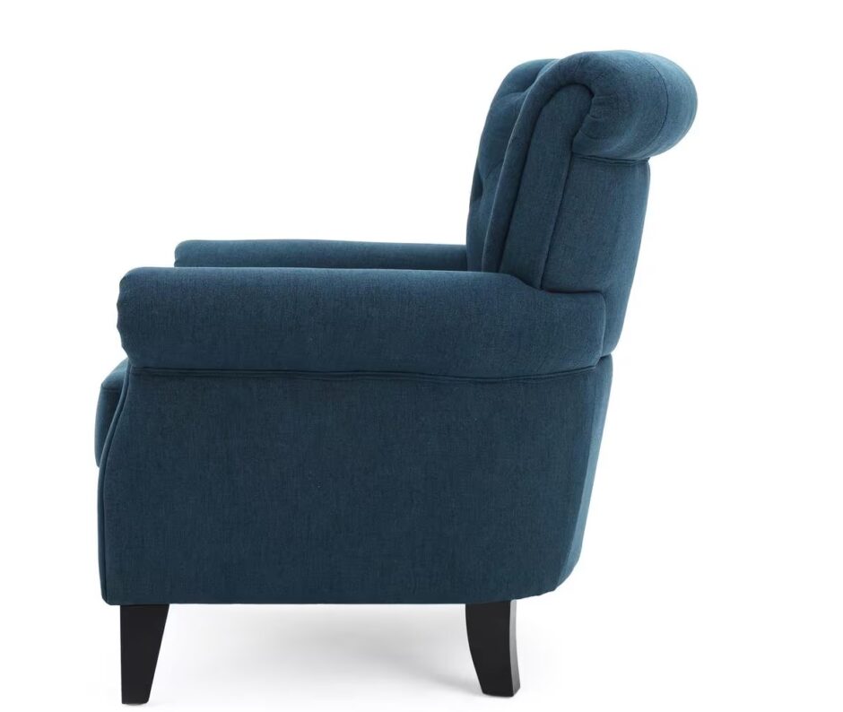 Merritt Dark Blue Fabric Club Chair with Tufted Cushions (Set of 1) - Image 2